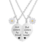 2 PCS Stainless Steel Sisters/Mum/Daughter/Best Friends Daisy Heart Necklaces - 7 Options