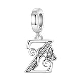 925 Sterling Silver CZ Butterfly/Letter Hanging Charm