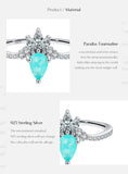 925 Sterling Silver Crown Paraiba Tourmaline Ring