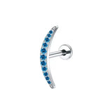 Titanium Blue Crescent Zirconia Ear Stud Body Jewellery - 11 Sizes