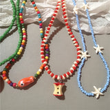 Fashion Colourful Beaded Choker Necklace - 5 Options