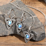Stainless Steel Celtic Knot Pendant with Moonstone - Necklace/Earrings/Set