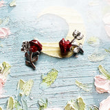 925 Sterling Silver Red Rose Stud Earrings