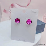 S925 Sterling Silver Multi Faceted 12MM Round Crystal Studs - 8 Options