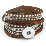 Fashion Multi-layer Wide Cuff Pu Leather 18mm Snap Bracelet - 26 Options