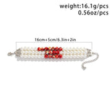 Multilayer Red Imitation Pearl Bracelet/Earrings