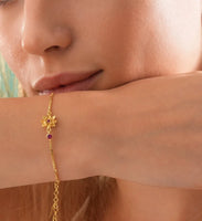 Stainless Steel Flower Birthstone Bracelet - 12 Options