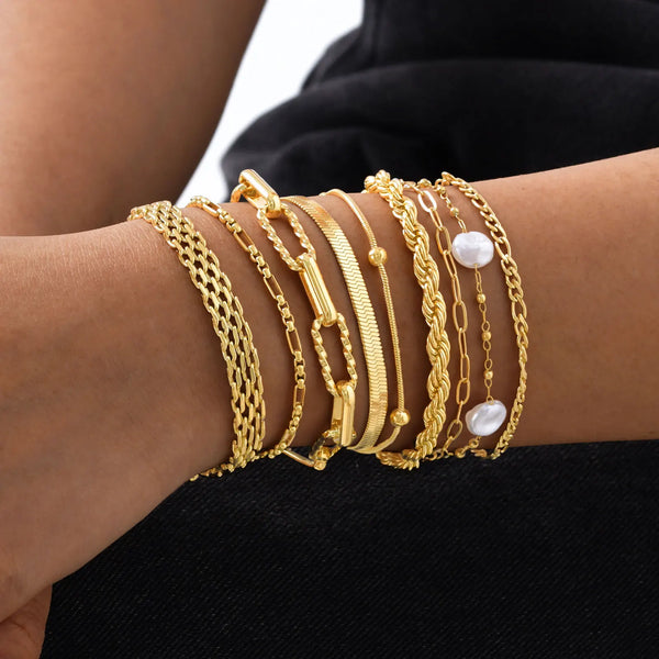 Stainless Steel Stackable Gold Plated Bracelet - 7 Options