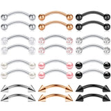2pcs 16G Surgical Steel Curved Barbell Body Jewellery - 14 Options - 3 Sizes