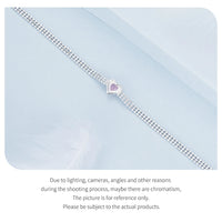 925 Sterling Silver Ice Pink Heart Chain Bracelet