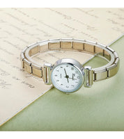 Stainless Steel White Black Round Italian Charm Watch - 2 Options