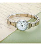 Stainless Steel White Black Round Italian Charm Watch - 2 Options