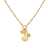 Stainless Steel Sea Themed Starfish/Shell/Sun Necklace - 2 Colours