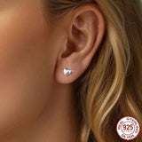925 Sterling Silver Mini Heart Stud Earrings - 2 Colours