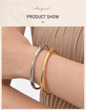 Stainless Steel Minimalist Open Cuff Bangle - 2 Colours