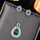 Fashion Droplet Natural Stone & Zircon Necklace/Earrings Set