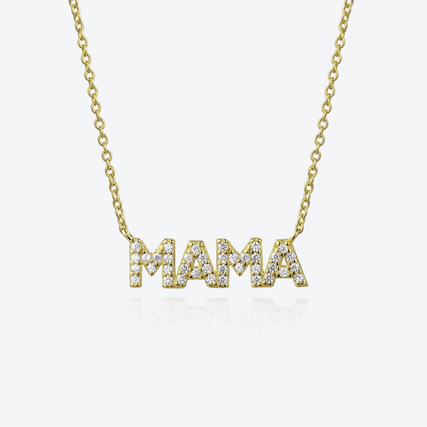 925 Sterling Silver CZ MAMA Necklace - 2 Colours