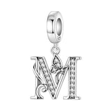 925 Sterling Silver CZ Butterfly/Letter Hanging Charm