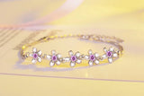 925 Sterling Silver Purple Zirconia Flower Bracelet