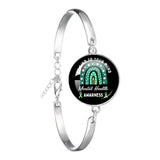 Glass 18mm Mental Health /Positivity Bracelet - 32 Options