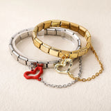 Stainless Steel Heart Chain Italian Charm - 8 Colours