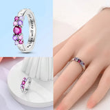 925 Sterling Silver Pinks/Purples Circles Ring