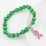 Fashion Natural Stone Pink Ribbon Bracelet - 6 Options