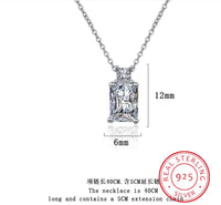 925 Sterling Silver Emerald Cut CZ Pendant Necklace - 9 Colours