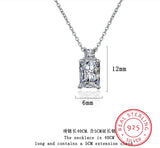 925 Sterling Silver Emerald Cut CZ Pendant Necklace - 9 Colours