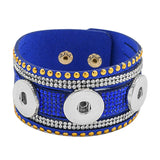 Fashion Multi-layer Wide Cuff Pu Leather 18mm Snap Bracelet - 26 Options