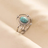 Stainless Steel Turquoise Colour Open Ring - 56 Options