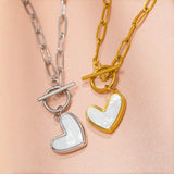 Stainless Steel Heart T Bar Necklace - 2 Colours