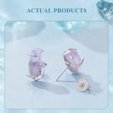 Fashion/925 Sterling Silver Amethyst Raw Crystal Stud Earrings