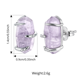 Fashion/925 Sterling Silver Amethyst Raw Crystal Stud Earrings