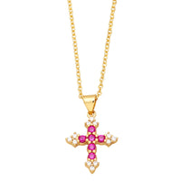 Fashion Gold Plated Crystal Cross Necklace - 6 Options