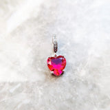 925 Sterling Silver Red Heart Hanging Charm - 2 Options