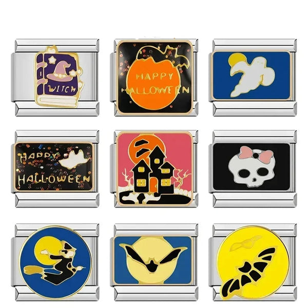 Stainless Steel Halloween Themed Italian Charm - 12 Options