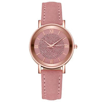 Rhinestone Detail Leather Watch - 8 Colours