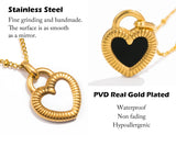 Stainless Steel Black and White Double-sided Heart Necklace/Earrings - 2 Colours