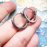 925 Sterling Silver Rainbow Stone Hoop Earrings