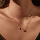 925 Sterling Silver Rose Cut Royal Blue CZ Octagon Necklace - 2 Options