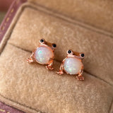 Fashion Inlaid Opal Frog/Penguin Stud Earrings - 4 Options
