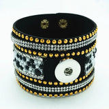 Fashion Multi-layer Wide Cuff Pu Leather 18mm Snap Bracelet - 26 Options