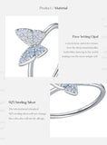 925 Sterling Silver Blue Opal Butterfly Ring