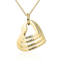 Customised Stainless Steel Engraved Name Hearts Necklace - 1 to 4 names