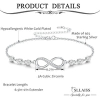 925 Sterling Silver Infinity Solitaire Bracelet
