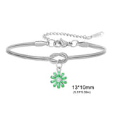 Stainless Steel Flower Knot Double Snake Chain Bracelet - 10 Options
