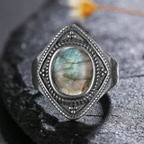925 Sterling Silver Natural Labradorite Ring - 27 Options