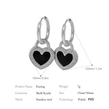 Stainless Steel Black and White Double-sided Heart Necklace/Earrings - 2 Colours
