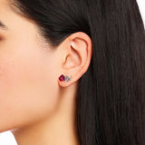 925 Sterling Silver Red Rose Stud Earrings